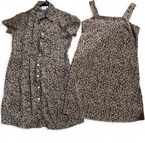 Vintage 90s Leopard print sleeveless Palmode Petites dress with matching top